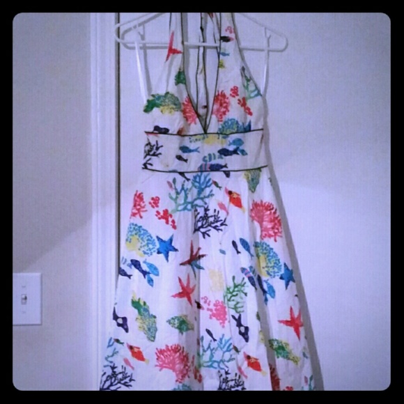 Jcrew Ariel print poplin halter cotton dress sz4