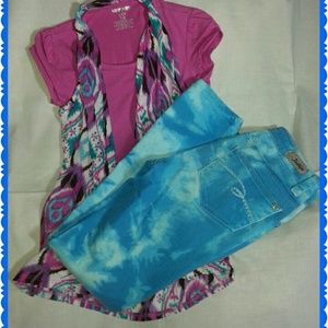 Girls Justice Jeans and Uproar Shirt bundle.