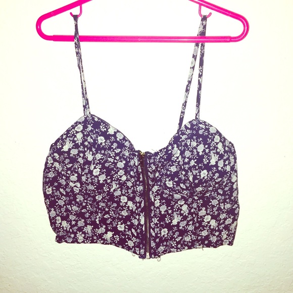 Blue floral crop top