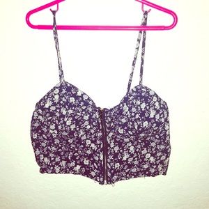 Blue floral crop top