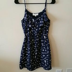 Navy Bird Print Dress