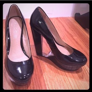 Aldo black  leather platform wedges