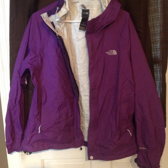 Purple north face rain jacket