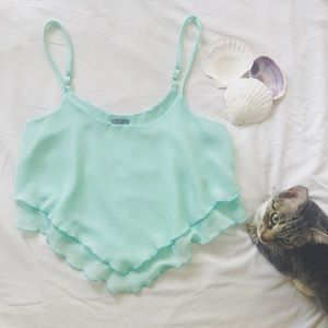 Mint chiffon crop top