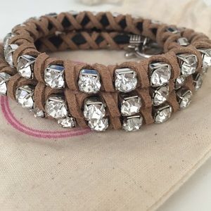 Crystal and suede wrap bracelet