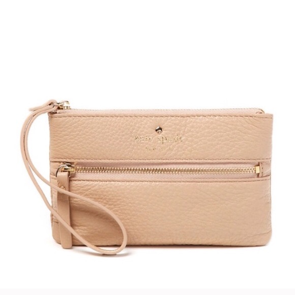 Kate Spade Cobble Hill Wristlet Affogato Beige