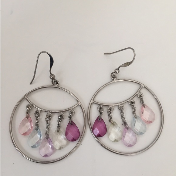Lia Sophia circle earrings with drop crystals