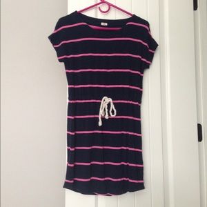 JCrew navy blue and pink striped dress