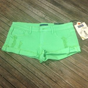 BUTTER green denim shorts