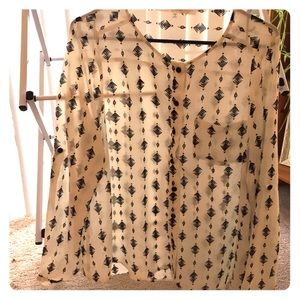 Cream blouse with black tribal design