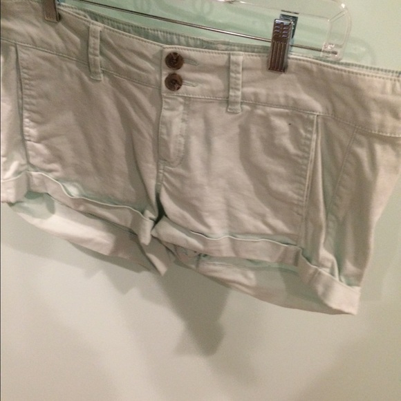 Express mint blue jean shorts.