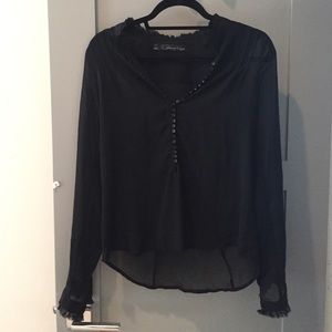 Patterson J Kincaid long sleeve black sheer top