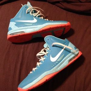 Nike Kd's. Blue white and orange