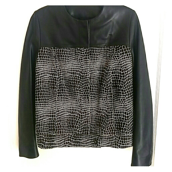 Longchamp lamb leather and calfhair jacket