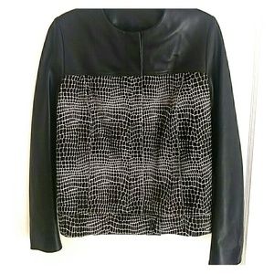 Longchamp lamb leather and calfhair jacket