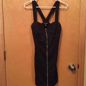 Black zipper dress with an open back
