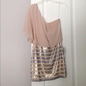 NWT gold dress with sequined skirt