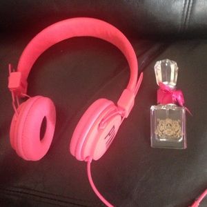 Pink headphones & perfume