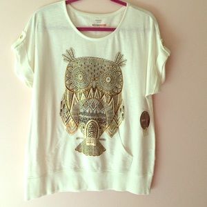 Owl patterned top.  With sparkle embellishments.