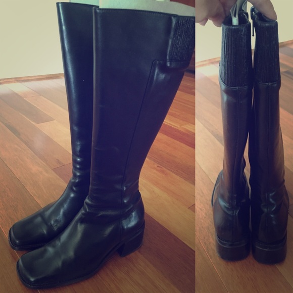 Black leather boots