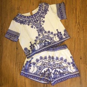 **Brand New** Blue & White Short Set