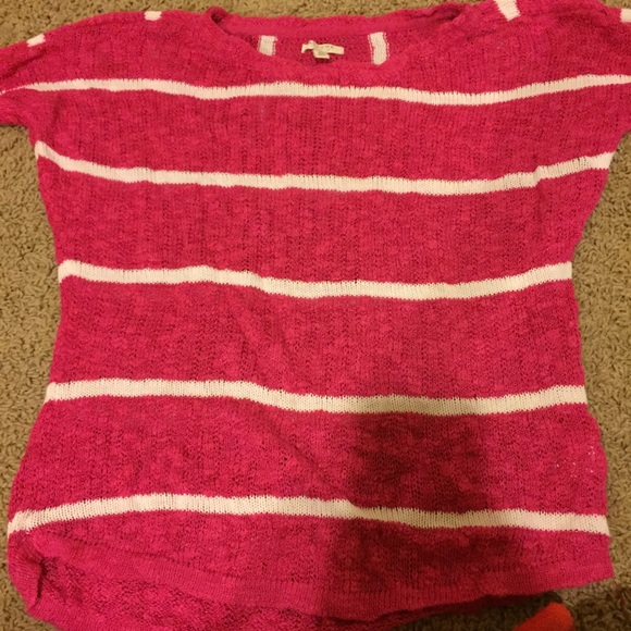 Pink and white striped sweater