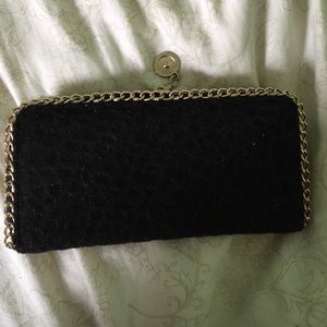 Black and gold chain wallet