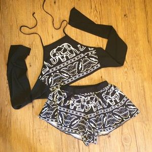 **Brand New** Black Elephant Short Set