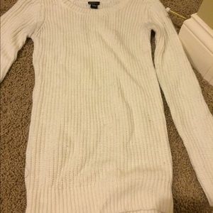 Long white knitted sweater