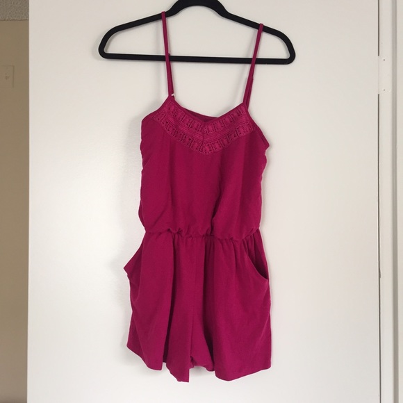 Magenta crochet top romper! NWOT