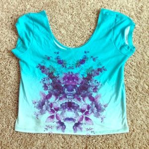 Scoop neck floral crop top