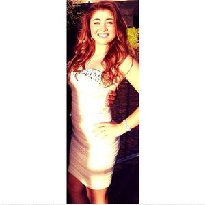 Short formal cream colored cocktail dress!