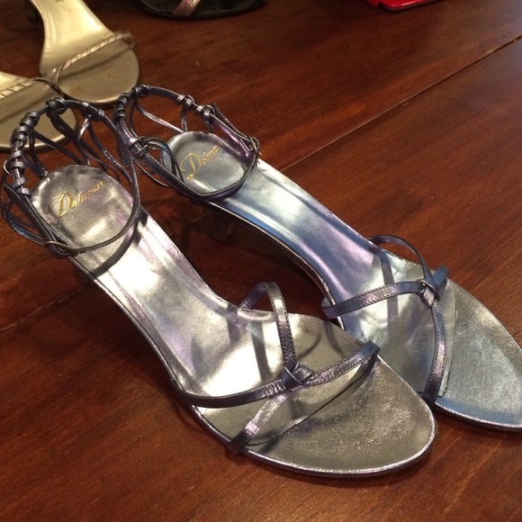 Brand new Delman blue metallic heels