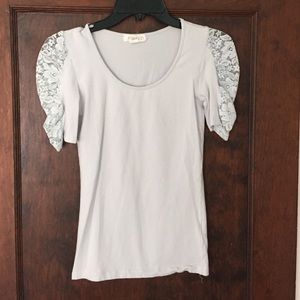 F21 Pale Blue Lace Sleeved Top