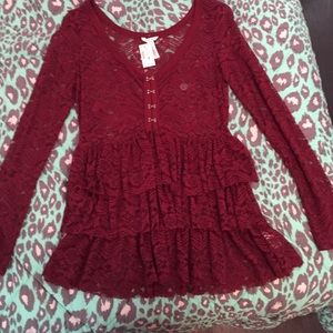 Long sleeve lace sheer Fashion Shirt