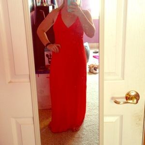 Bright orange maxi dress
