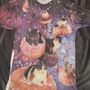 Space cat donut shirt XS