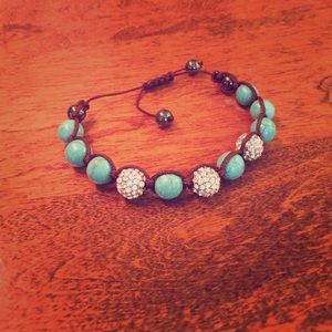 Turquoise and diamond beaded bracelet