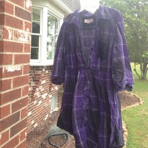 Purple plaid shirt dress