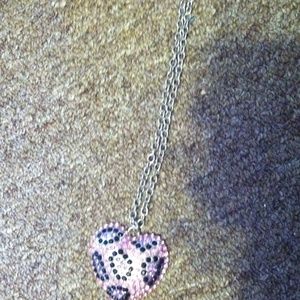 Cheetah print heart necklace