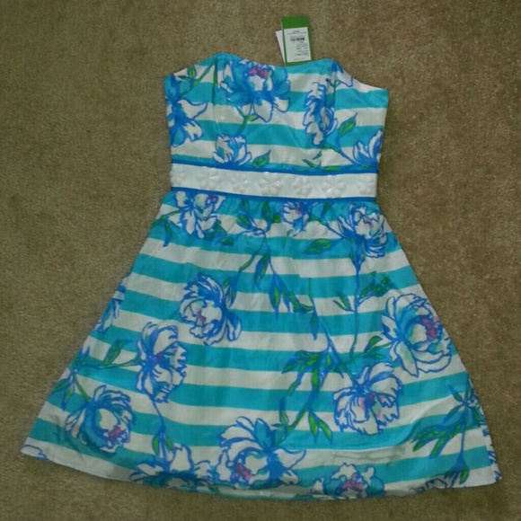 Lilly pulitzer shorely blue strapless dresd