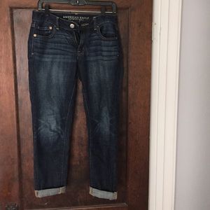AE dark boyfriend denim