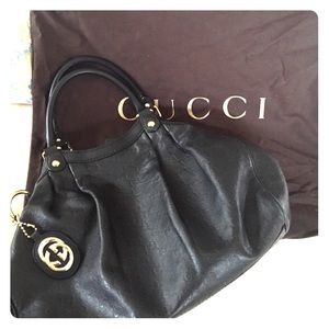 Gucci Guccissima Leather Sukey Tote Bag, Black