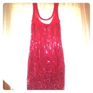 Hot pink sequin mini dress