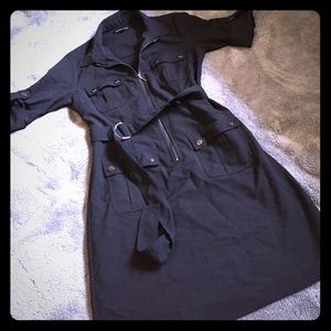 Trench coat style black dress!
