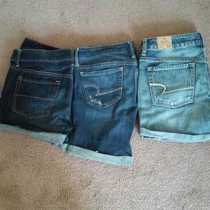 Three pairs of American eagle shorts