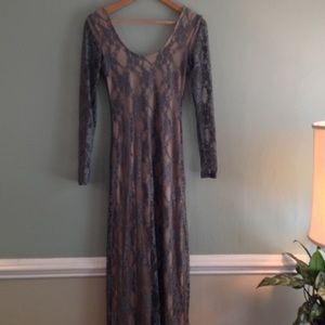 Grey Sheer Lace Maxi Dress sz Sm Urban Outfitters
