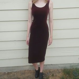 Vintage Velvet Bodycon Midi Dress