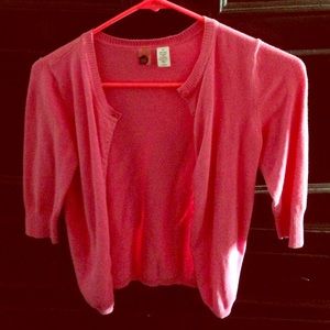 Bright pink button up sweater