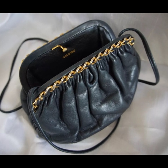 Vintage Chanel Navy Lambskin Frame Clutch - Picture 2 of 4